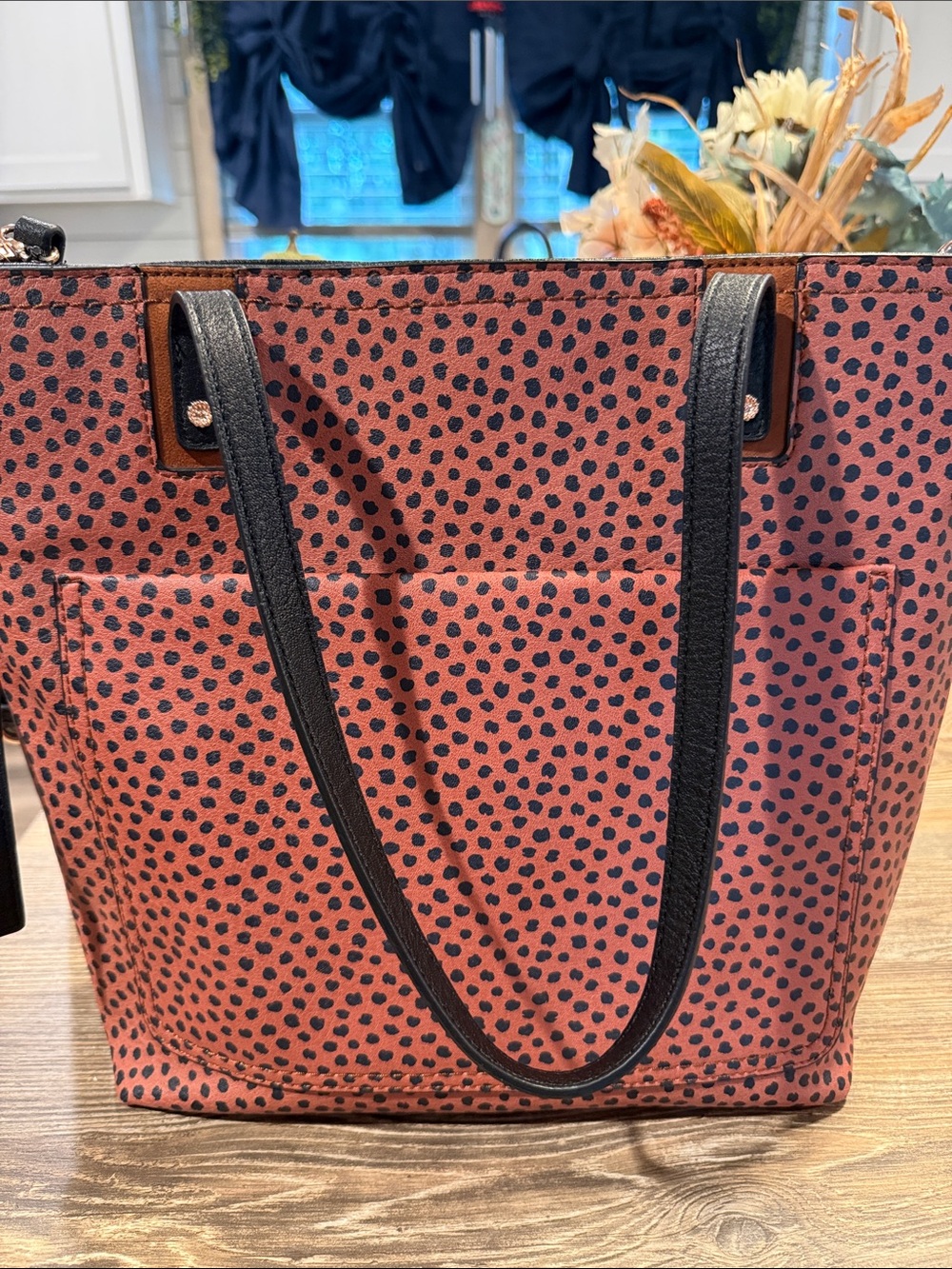 Lauren Conrad Polka Dot Tote Bag with Black Handles